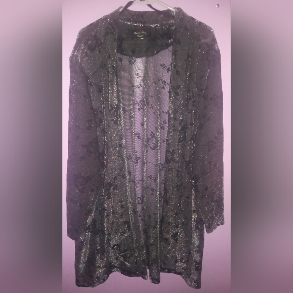 Vtg David Rose Cardigan Womens Plus Sz 26 WBlack Velvet Drapey Y2K Whimsygoth